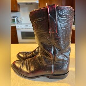 Vintage Men’s Lucchese Black Cherry Leather Cowboy Boots L6749 Kennedy Roper 7.5
